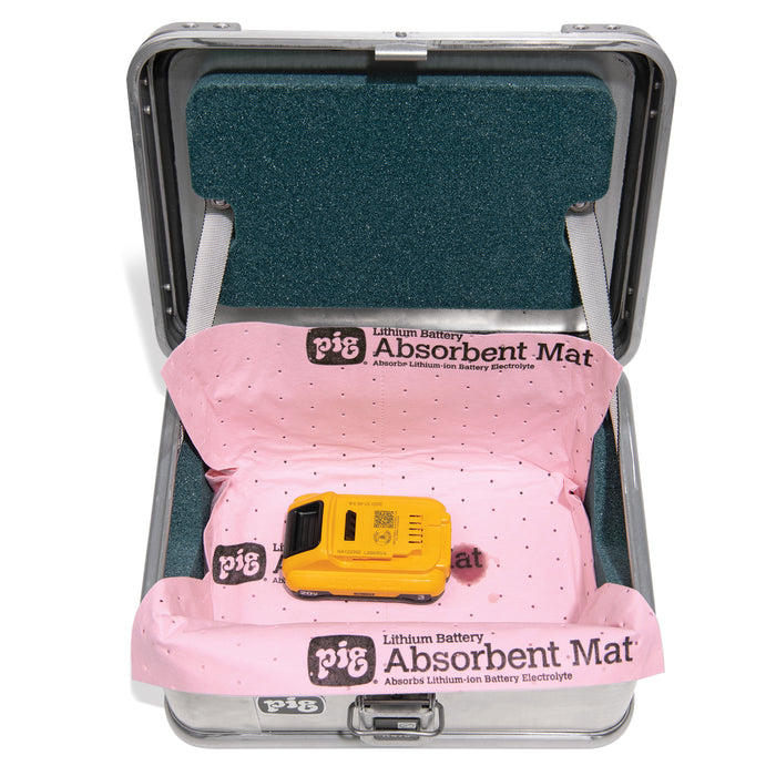 PIG® Lithium Battery Absorbent Mat Pad in Dispenser Box - MAT3102